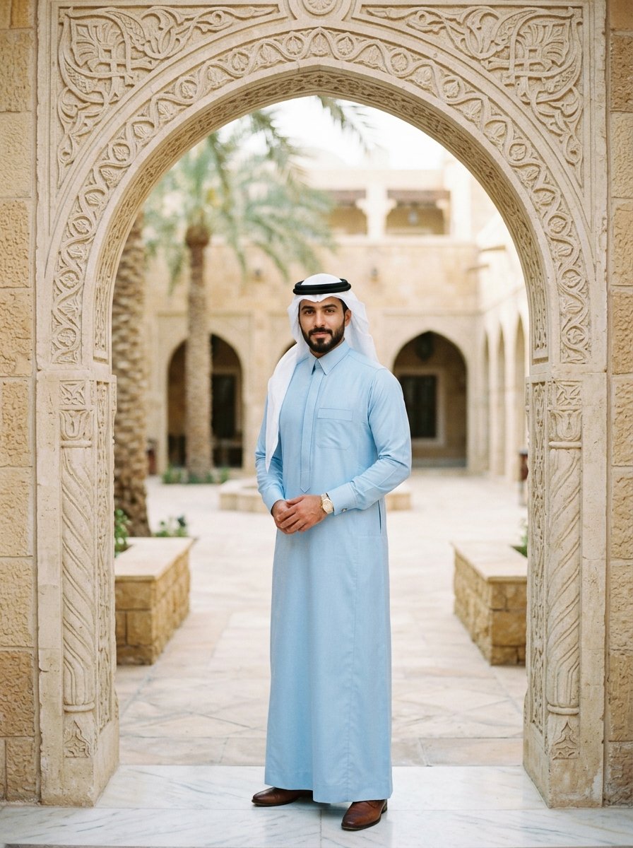 Bespoke Sky Blue Linen Thobe