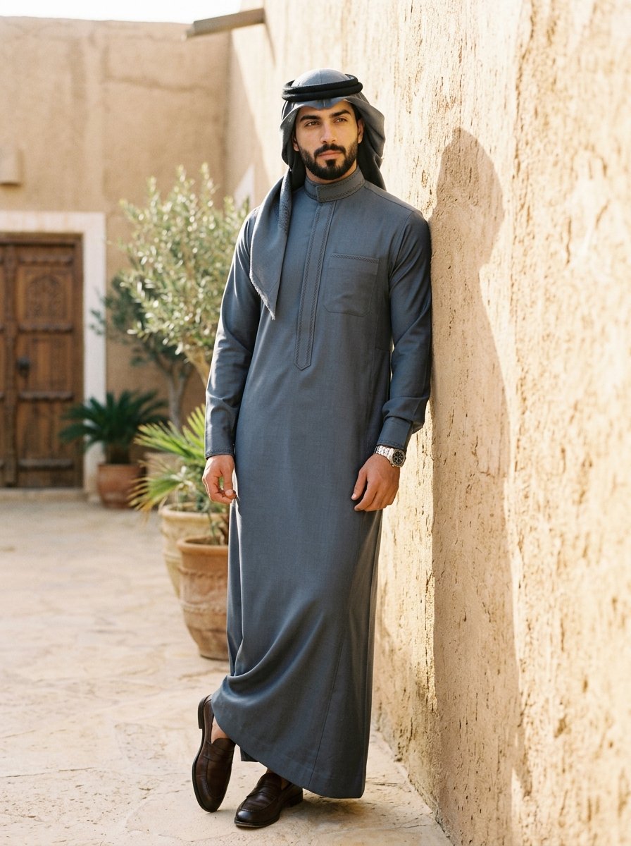 Heather Grey Modern Slim Thobe